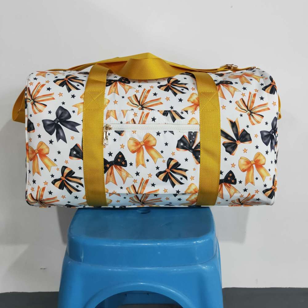BA0314 Yellow black bows floral trim luggage bag