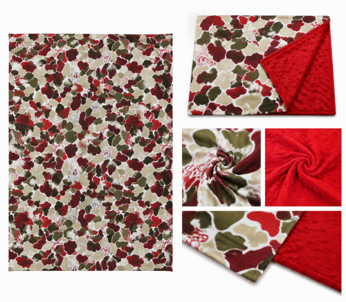 BL0257 Christmas santa bows red green camo  print baby blanket