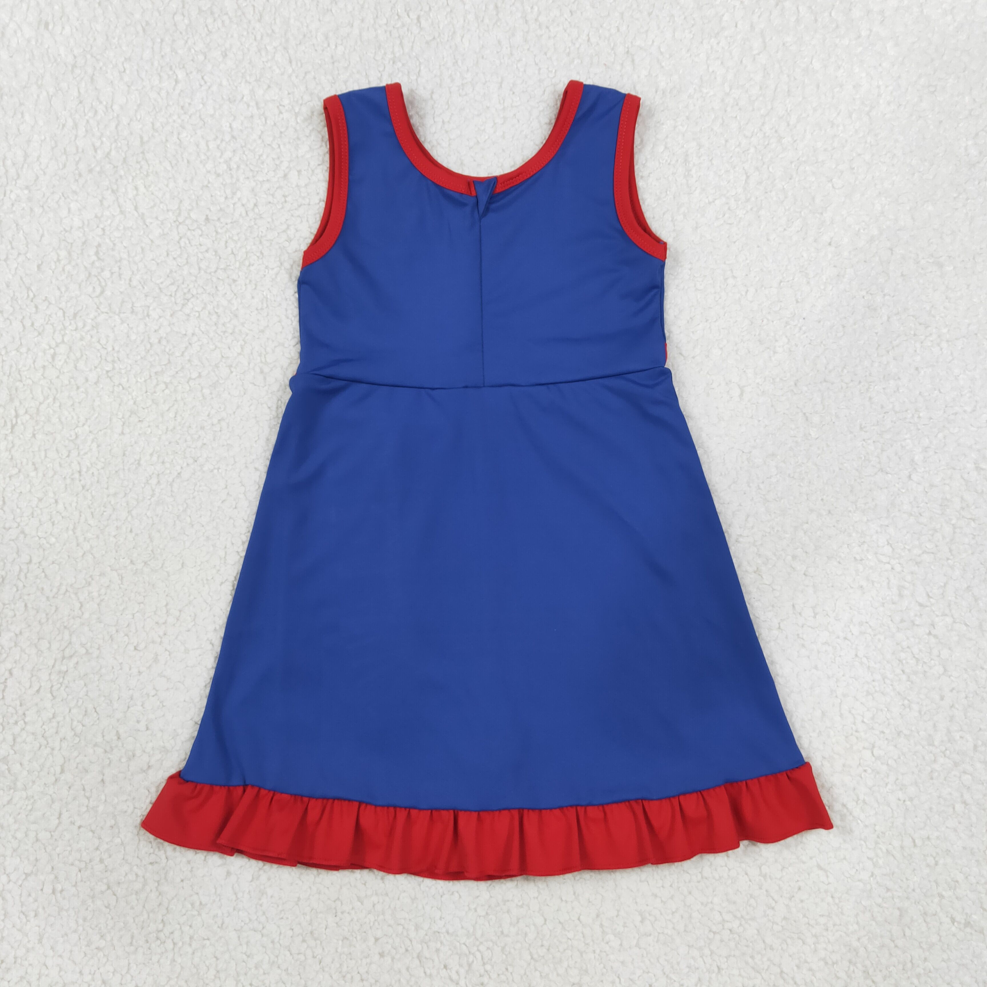 GSD4133 RTS Blue red trim print active girl yoga dress