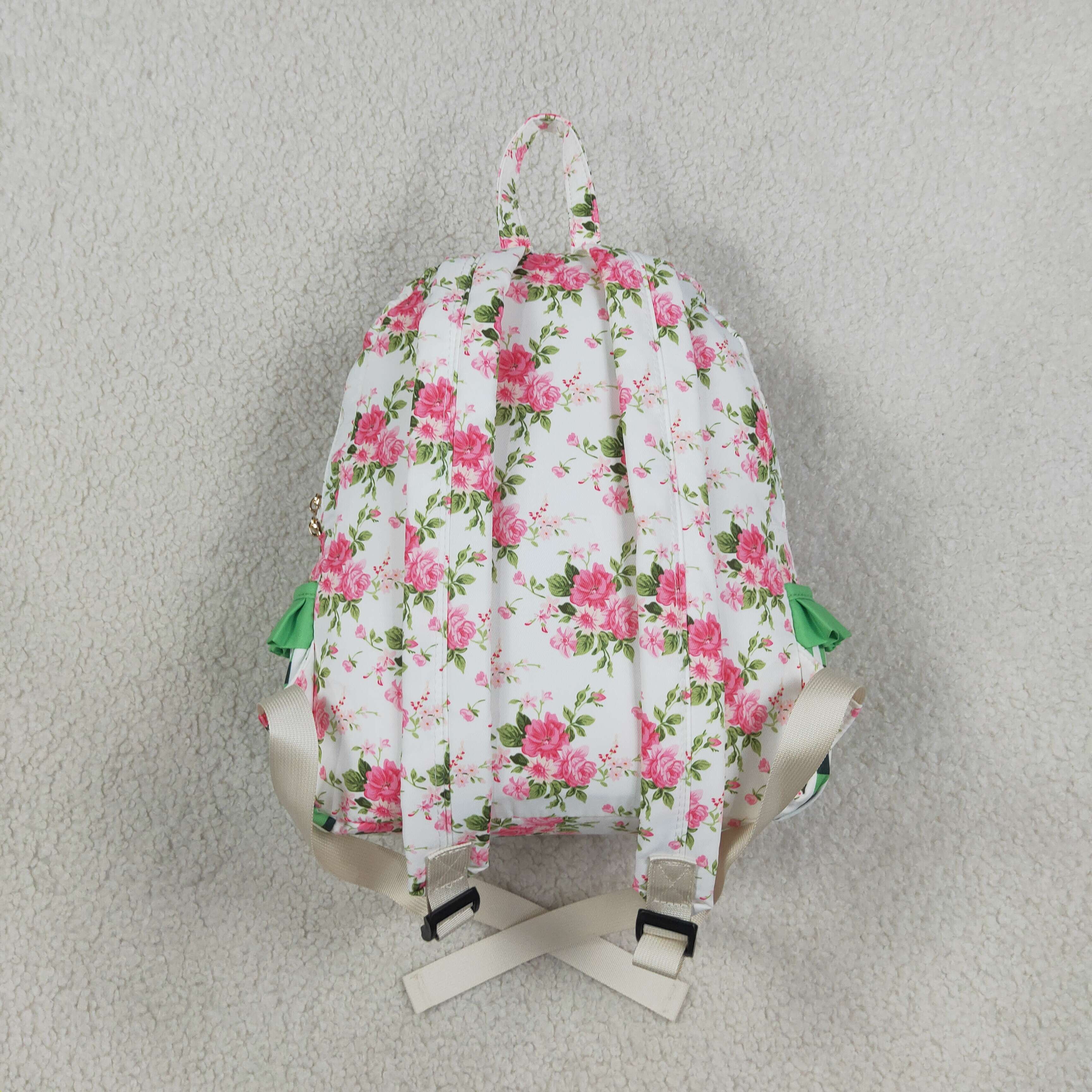 BA0218 flowers Green Black plaid print kids backpack