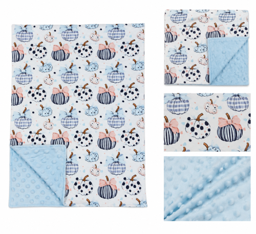 BL02353 Blue Pumpkin bows  print baby blanket