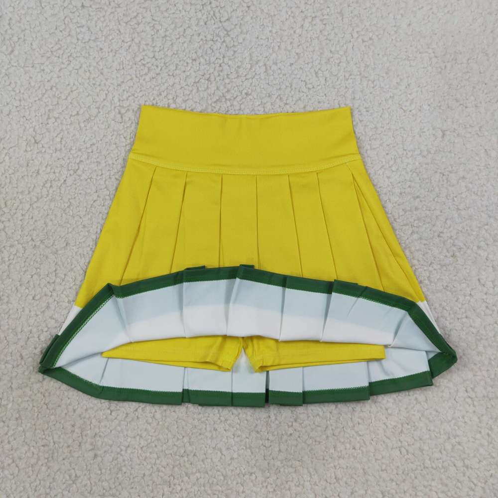 GLK0319 RTS Yellow white green solid kids skirt dress