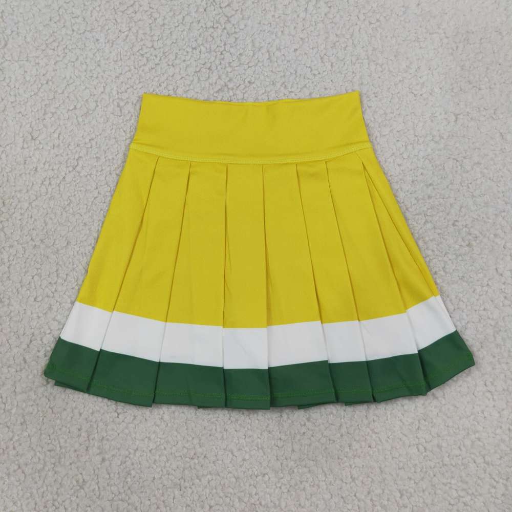GLK0319 RTS Yellow white green solid kids skirt dress