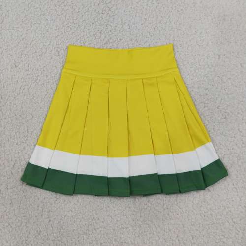 GLK0319 RTS Yellow white green solid kids skirt dress