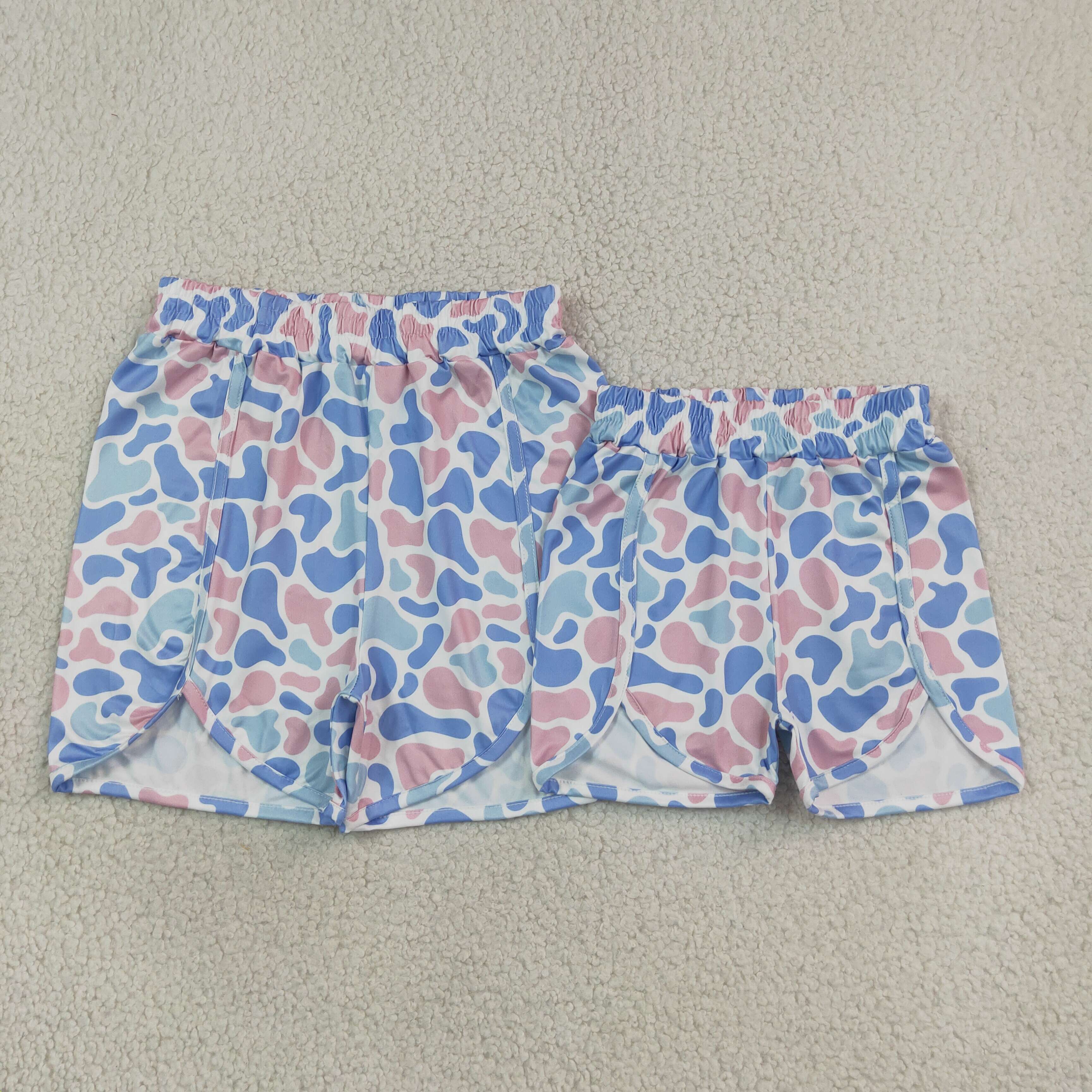 SS0856 RTS Blue pink leopard print boy summer shorts