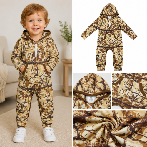 LR3033 Baby fall brown leaves Long sleeve fall season Rompers