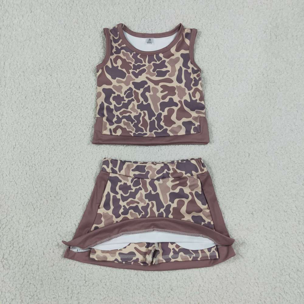 GSD4231 brown leopard print active girl yoga skirt dress