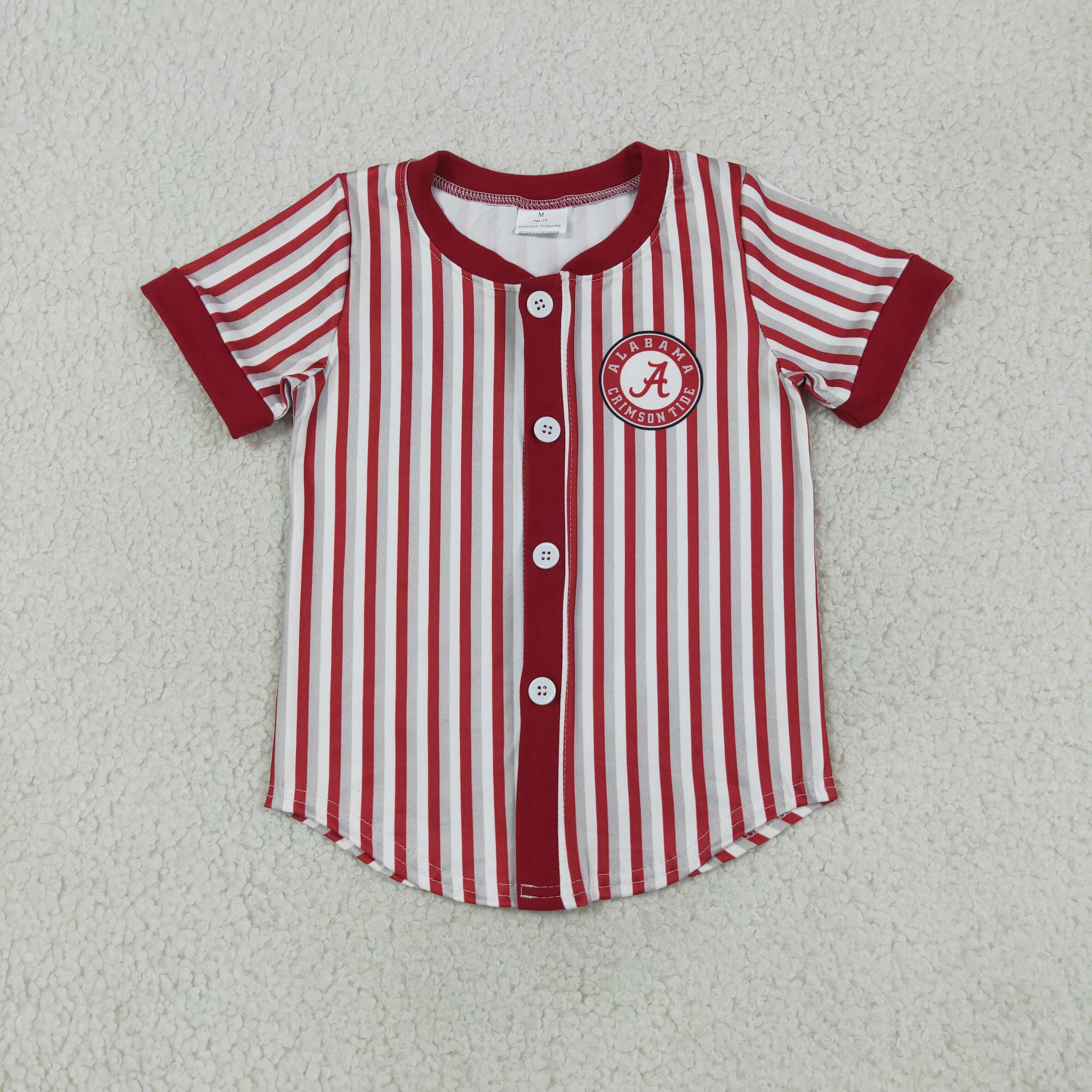 BT1746 RTS Red white stripe ALABAMA Print short sleeve boy SCHOOL Team  t-shirt