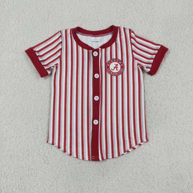 BT1746 RTS Red white stripe ALABAMA Print short sleeve boy SCHOOL Team  t-shirt