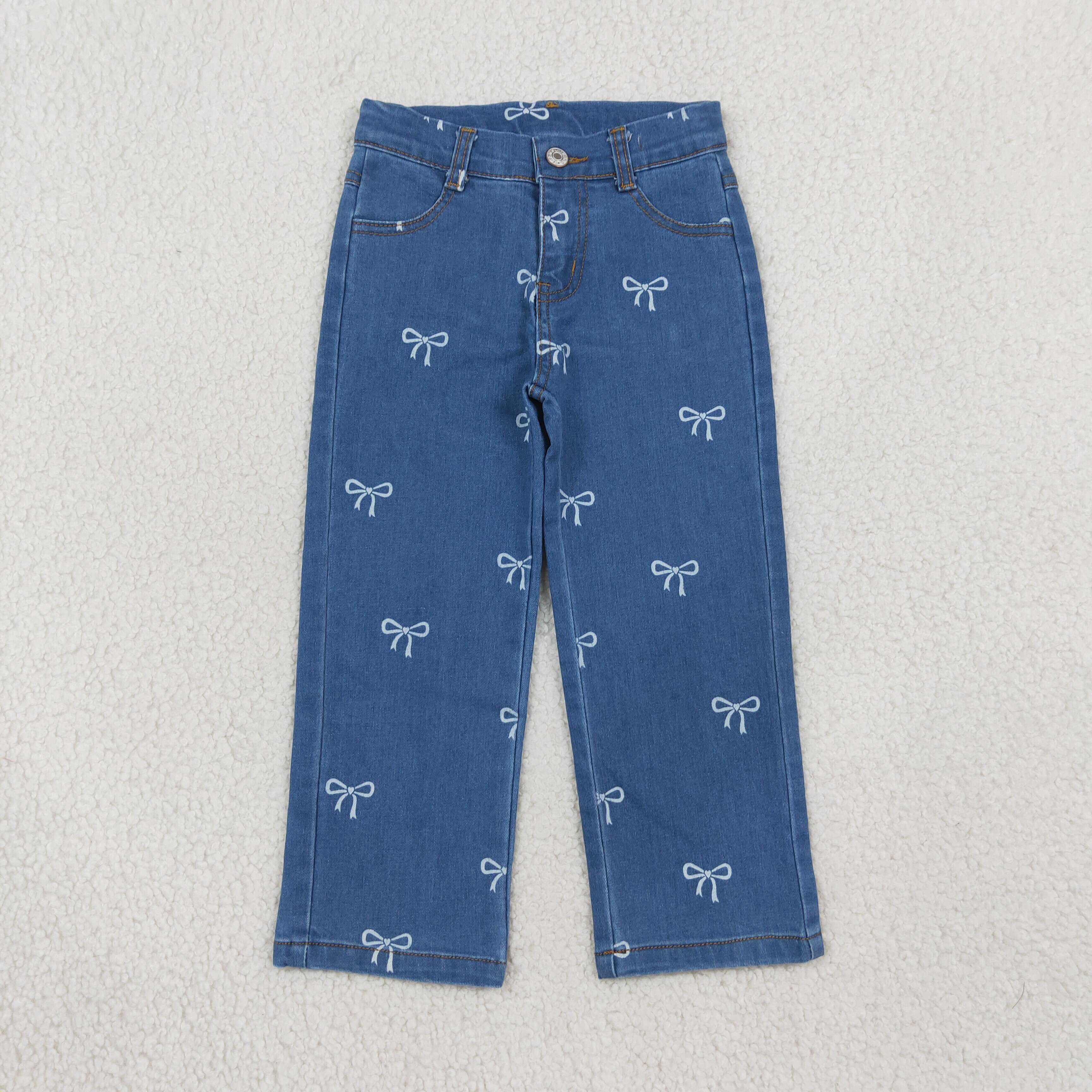 P1149 Blue bows print girl jeans