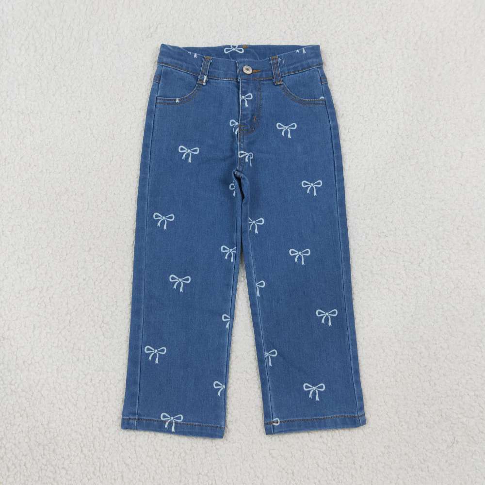 P1149 Blue bows print girl jeans