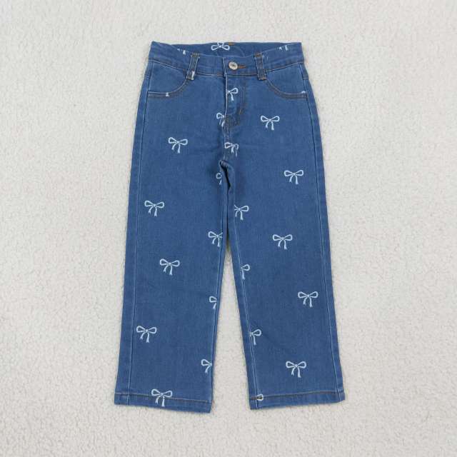 P1149 Blue bows print girl jeans