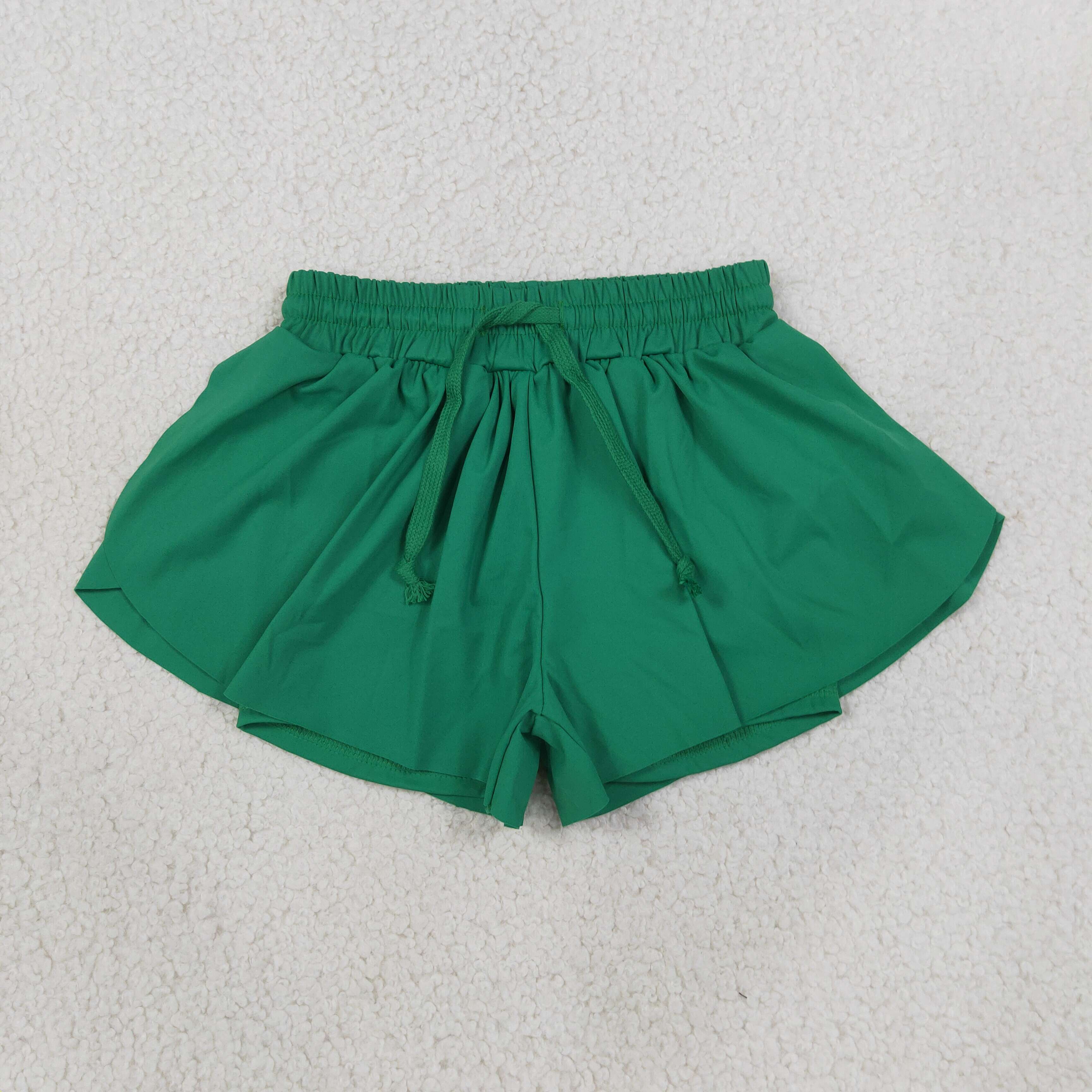 SS0938 Green Solid girl yoga shorts