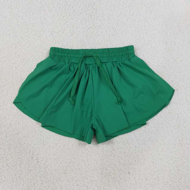SS0938 Green Solid girl yoga shorts
