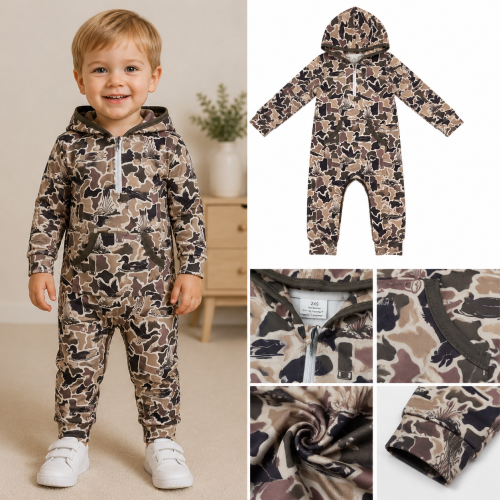 LR3029 camo Long sleeve hoodie Romper