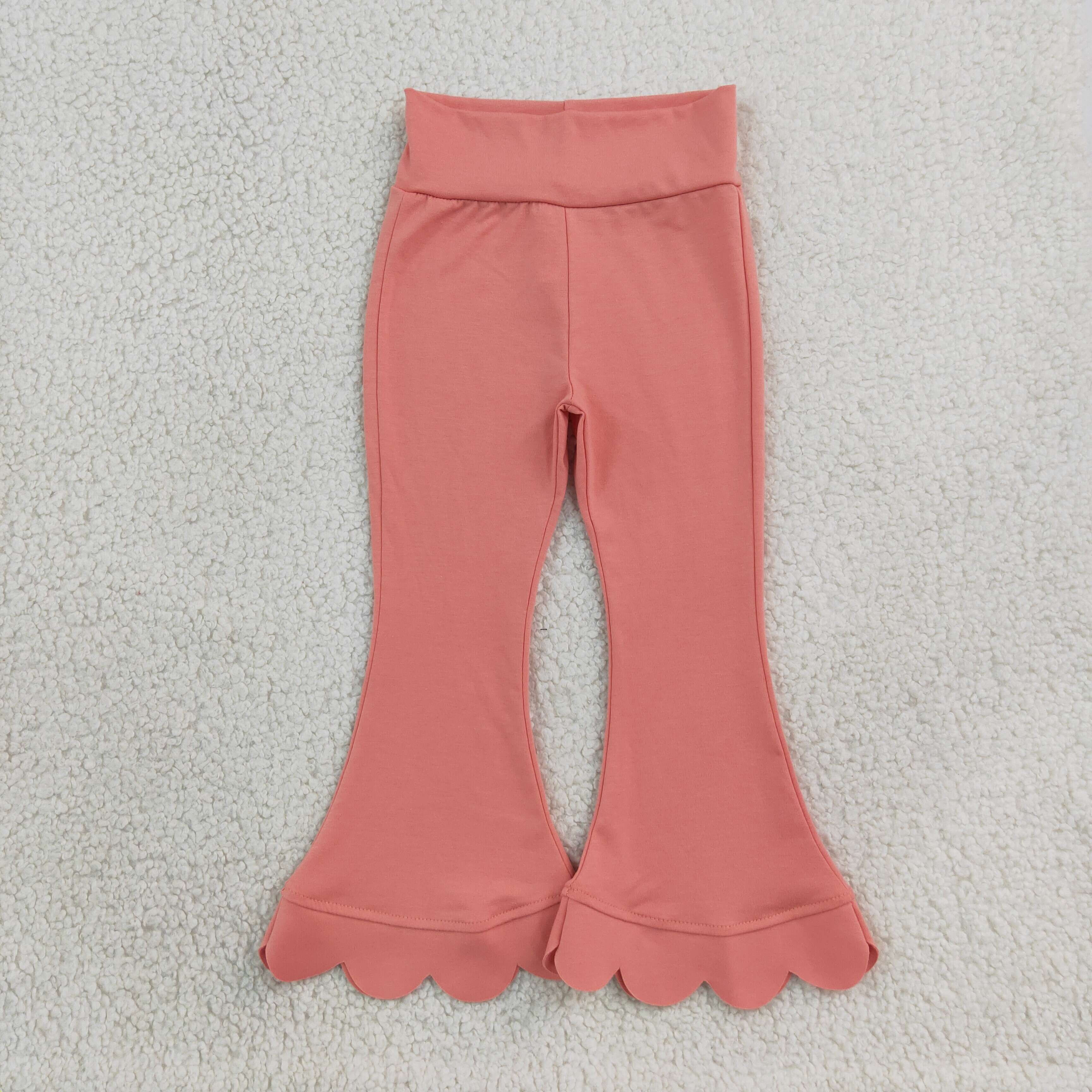 P1076 Baby Girls Coralline solid scallop pants
