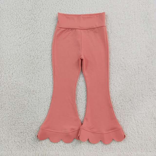 P1076 Baby Girls Coralline solid yoga scallop pants