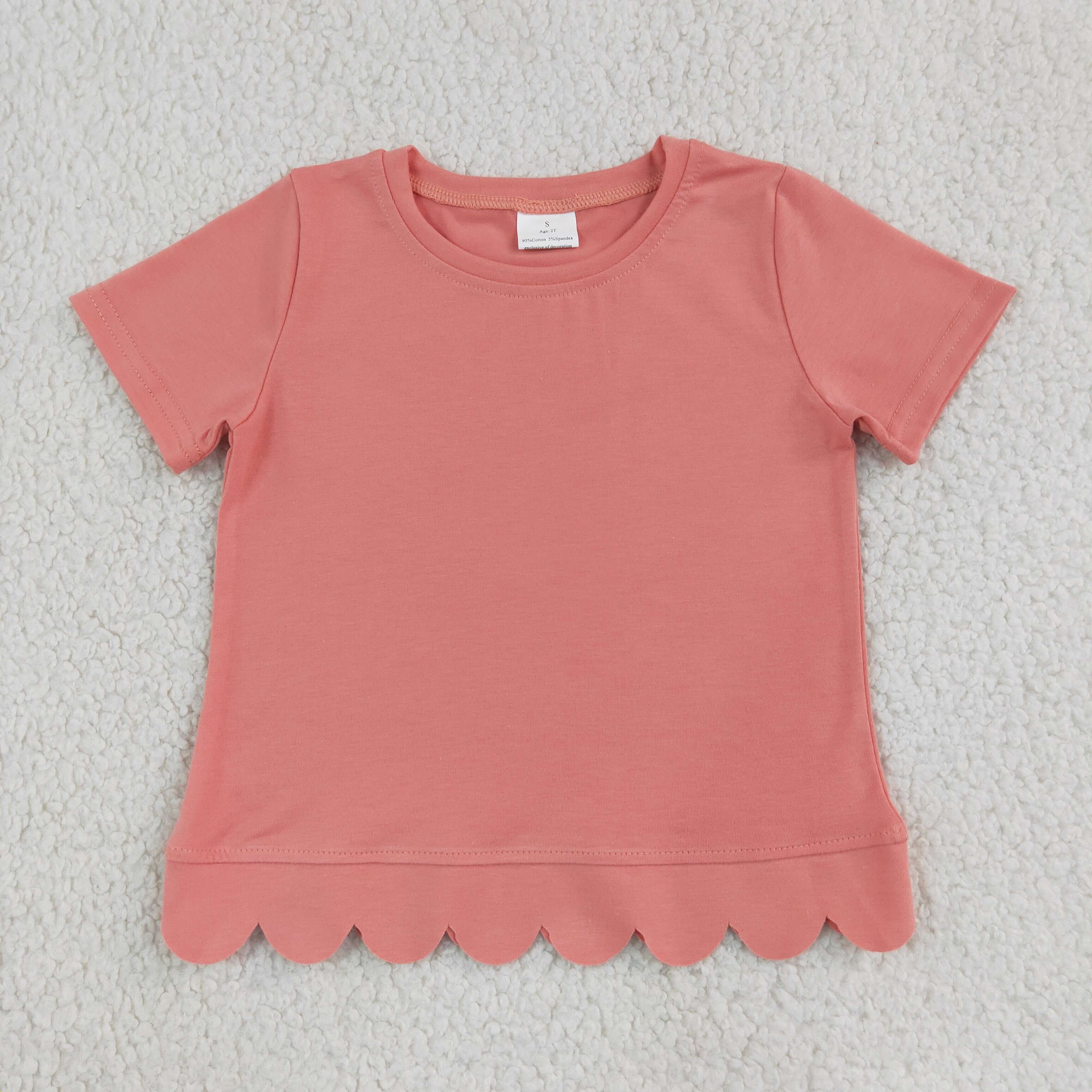 GT1768  Baby Girls Coralline solid Top Short sleeve top