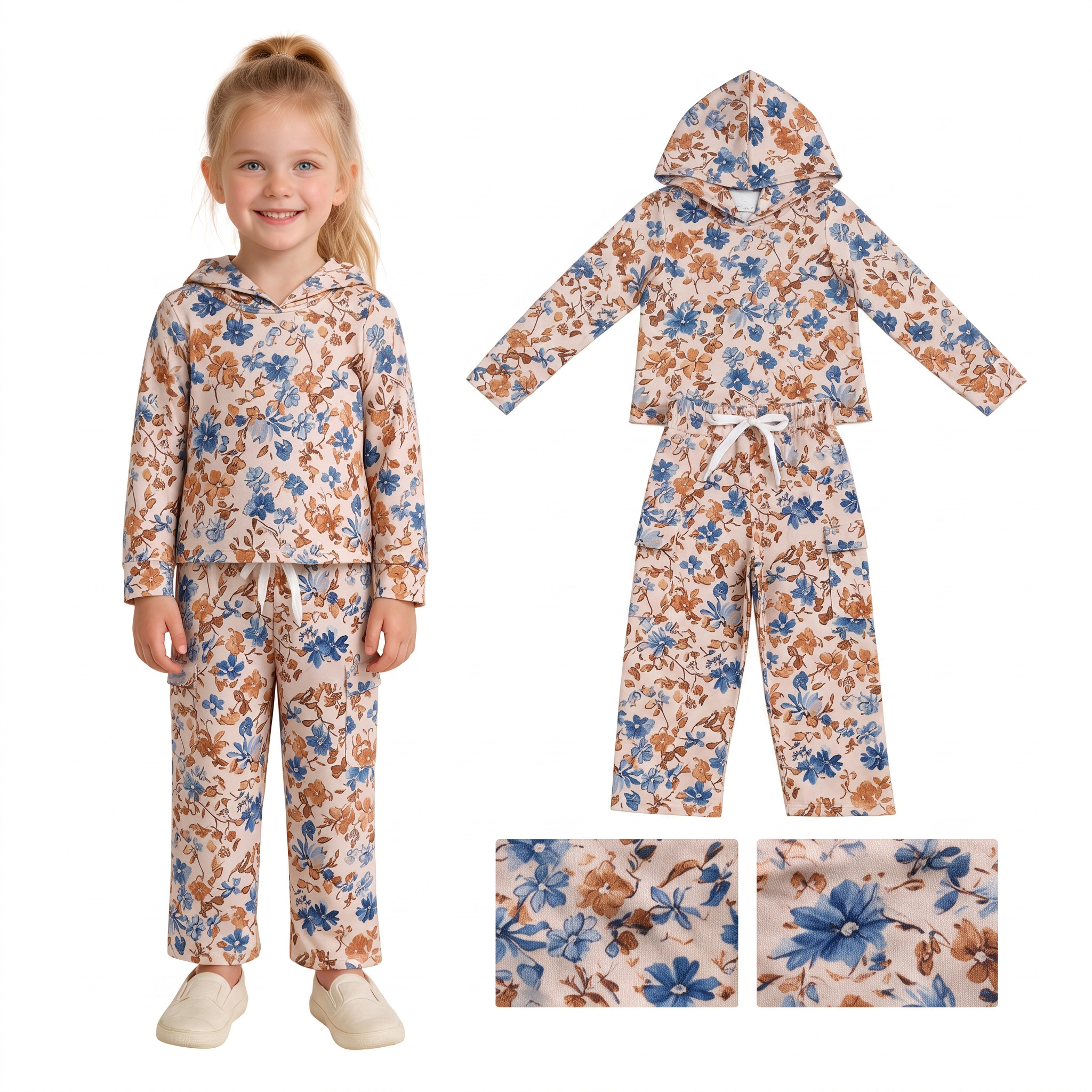 GLP3323 Fall leaves  Print long sleeve girl fall season hoodie outfits