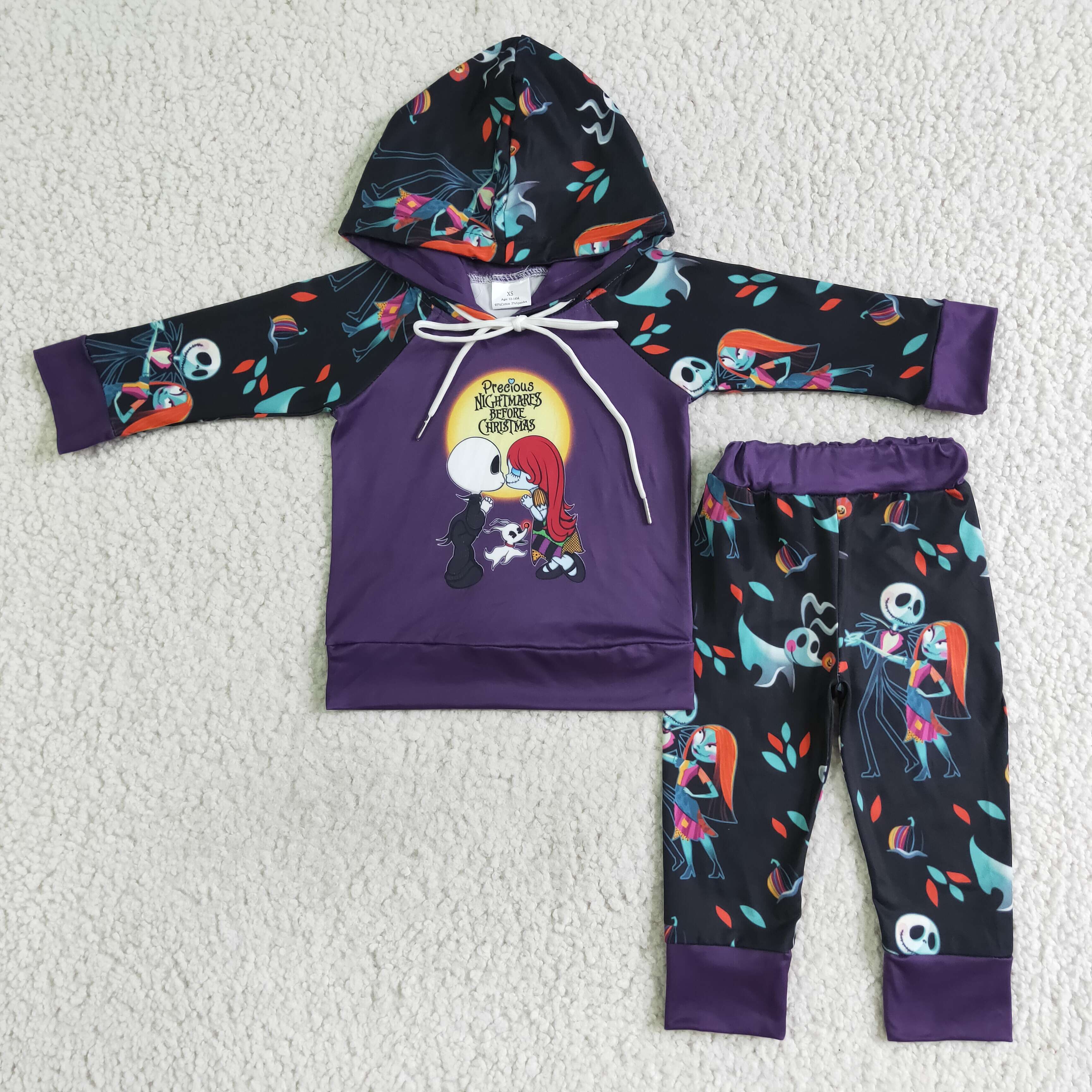 BLP0030 Black Halloween pattern print hoodie outfits