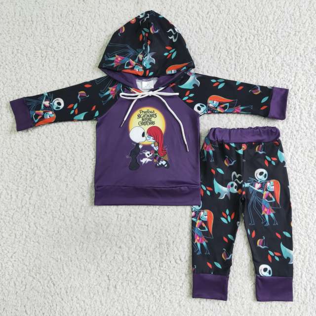 BLP0030 Black Halloween pattern print hoodie outfits