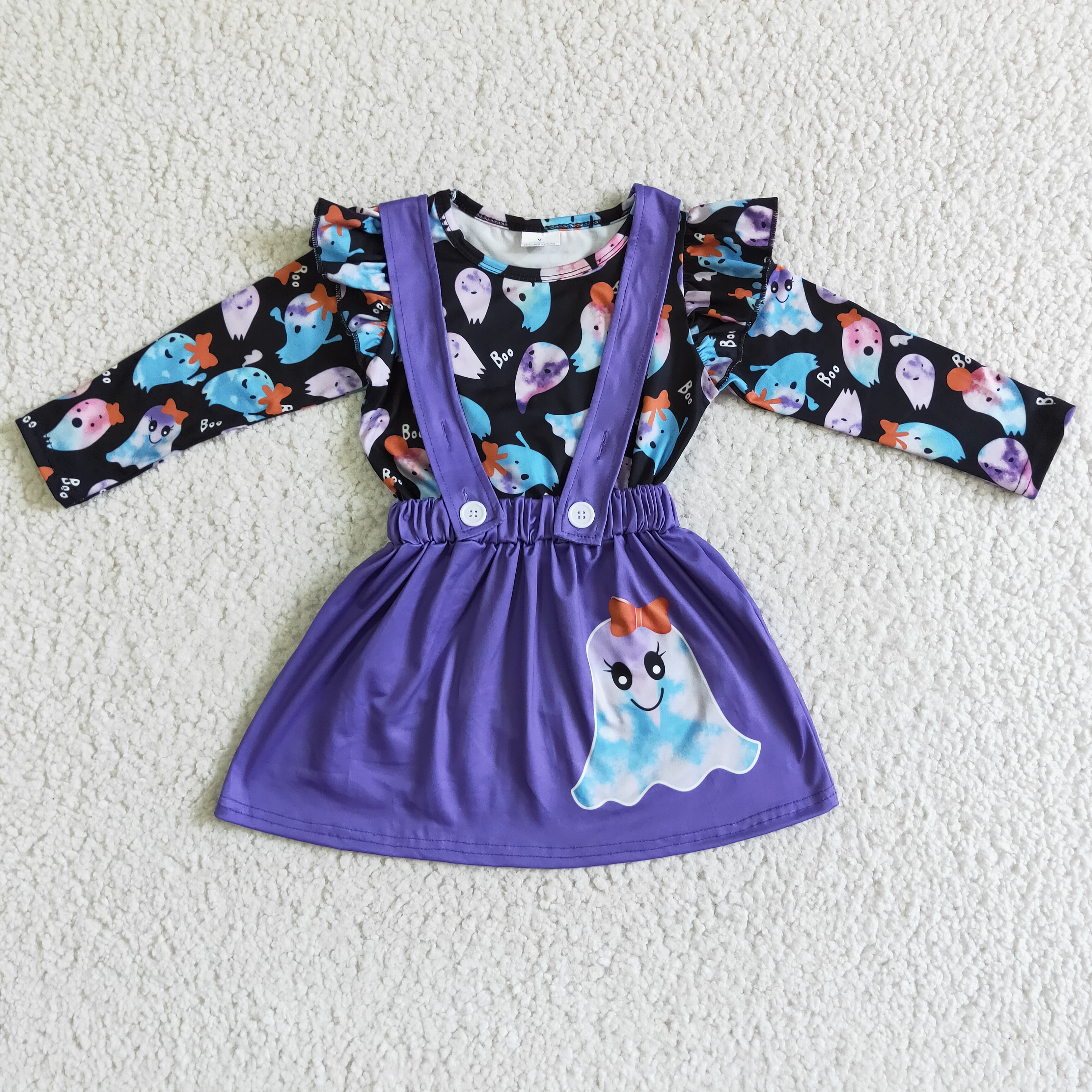 GLD0026 purple halloween spooky boo long  sleeves dress  outfits