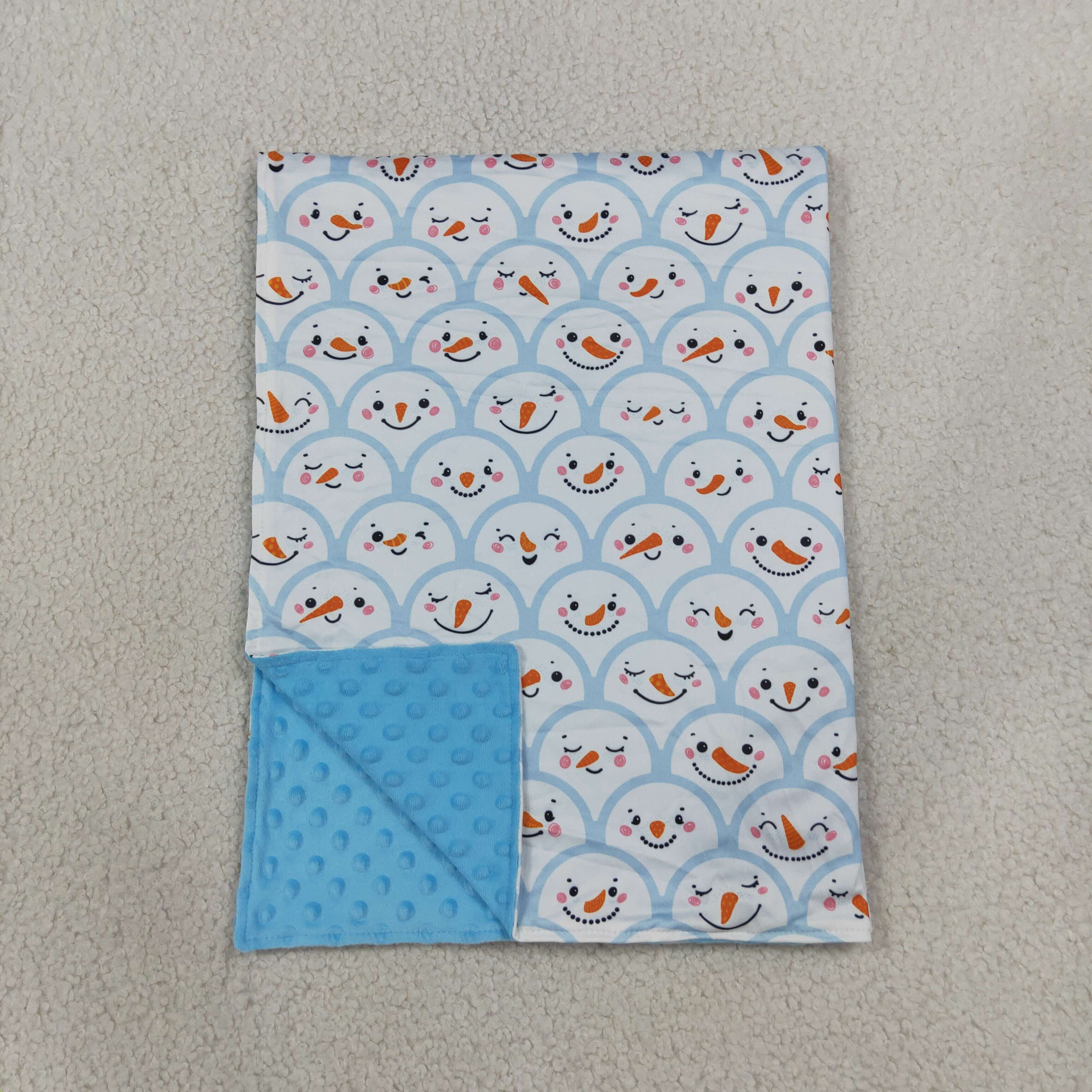 BL0277 Blue snowman  print baby blanket