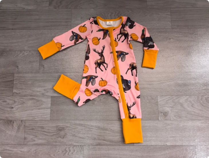 Embroidery Flowers Ghost Pumpkins Baby Girls Halloween Ruffle Pant Rompers Preorder