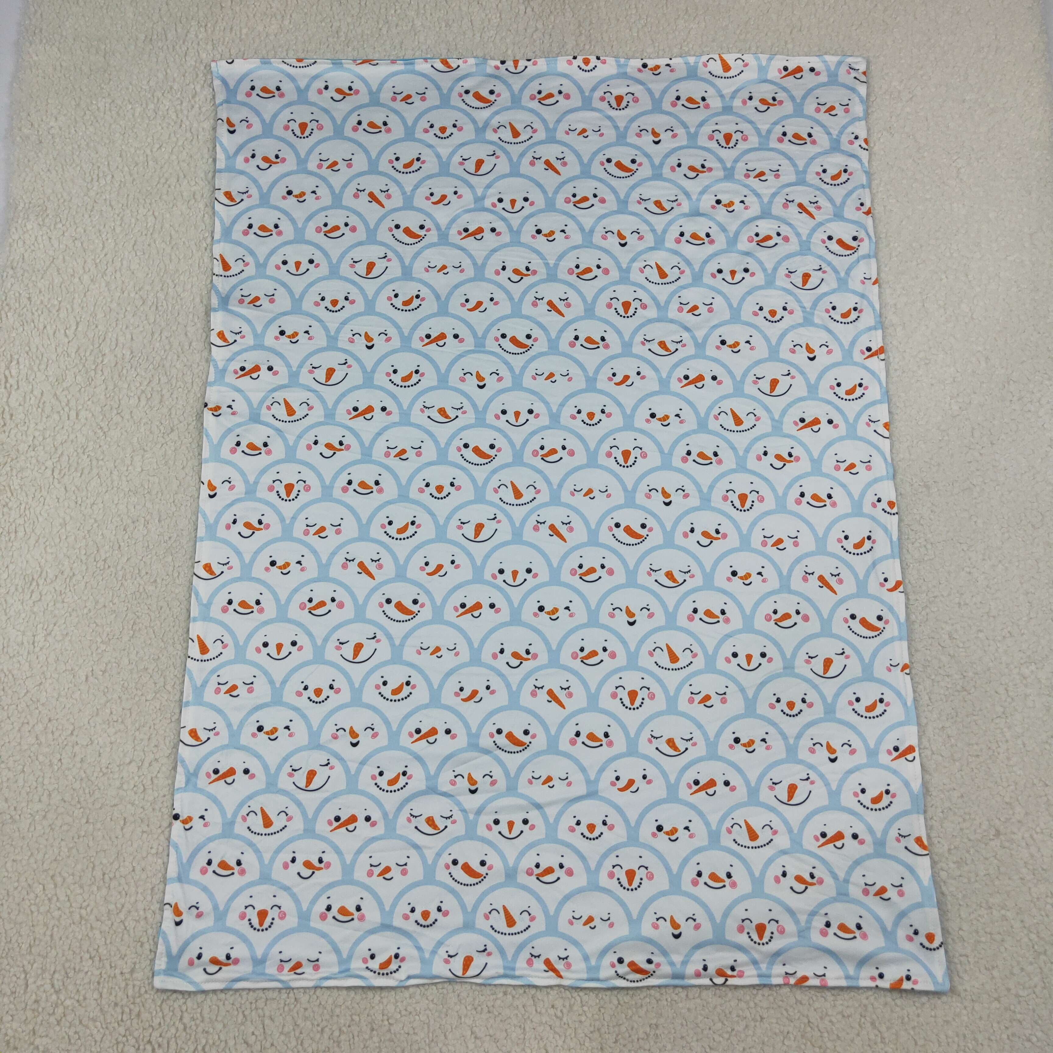 BL0277 Blue snowman  print baby blanket