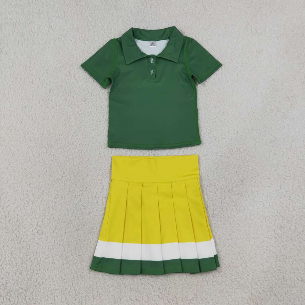 GSD4261 green yellow  print active girl yoga skirt dress