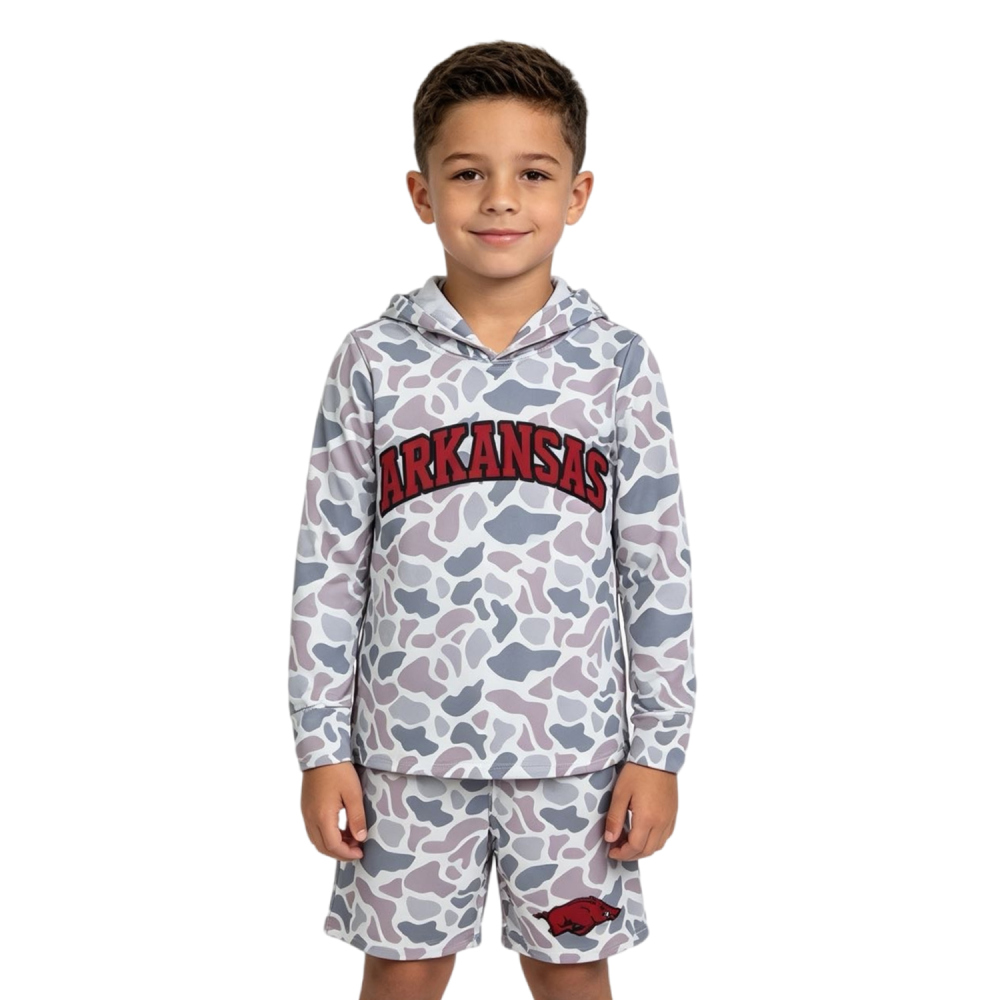 BLS0046 Baby BOYs long sleeve Team  ARKANSAS hoodie Top Short school Team Clothes Sets