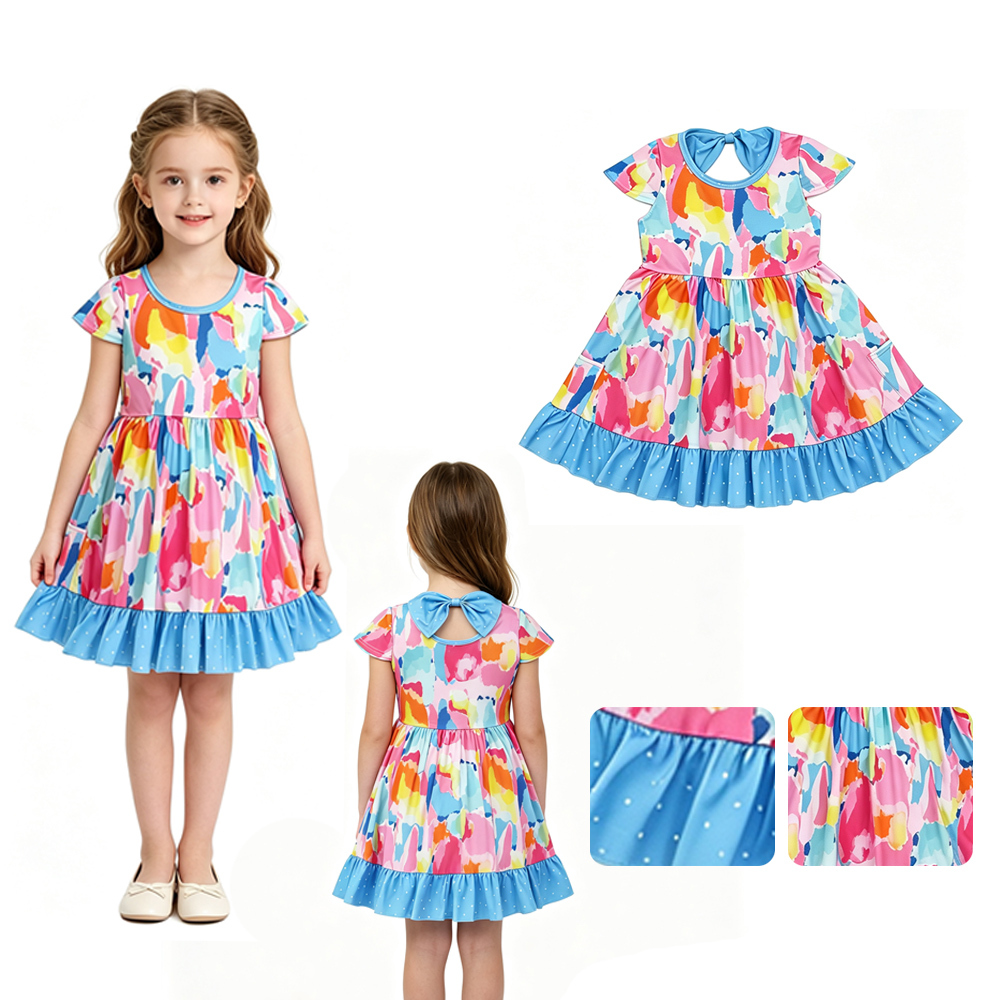 GSD2610   RTS Tie dye dot active girl dress