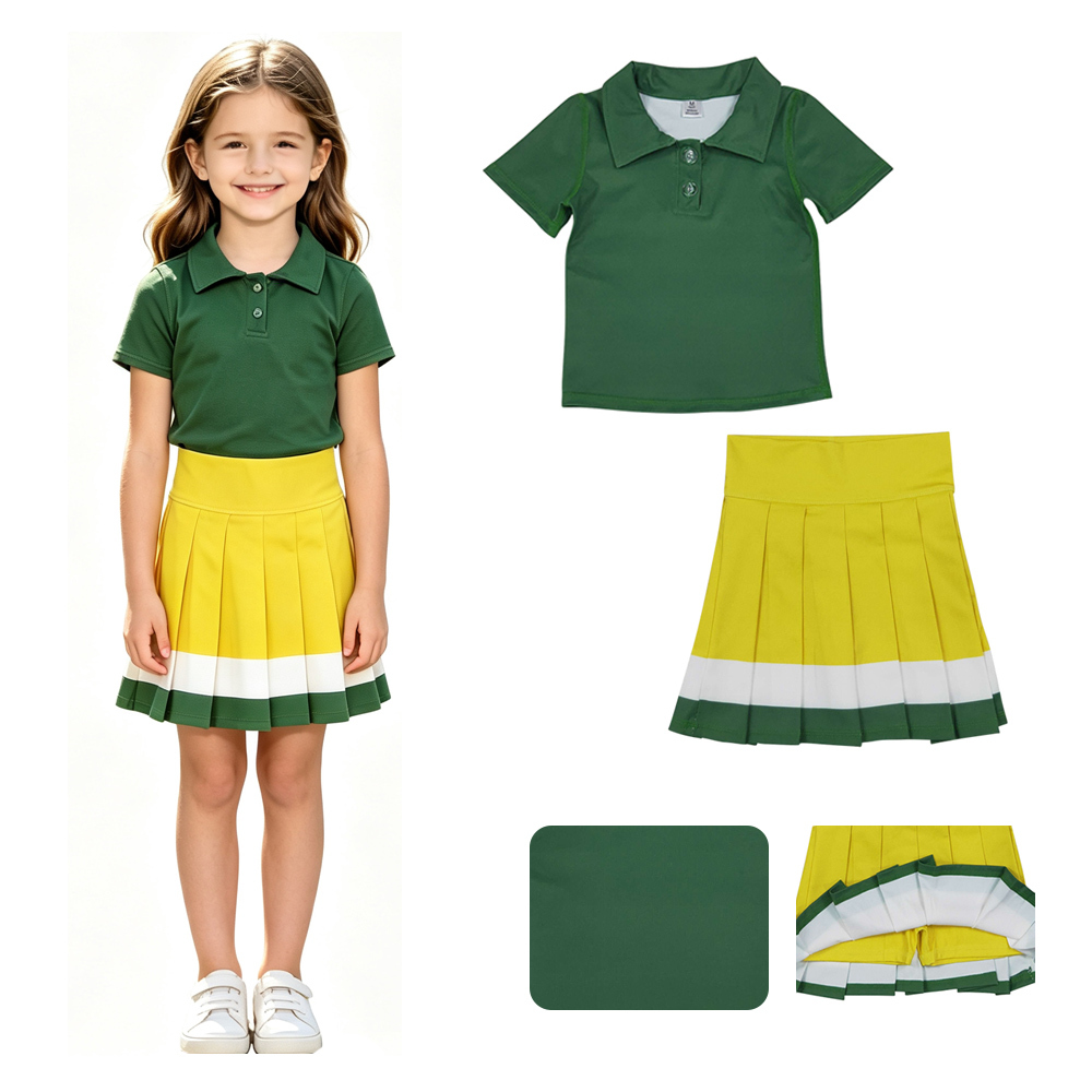 GSD4261 green yellow  print active girl yoga skirt dress
