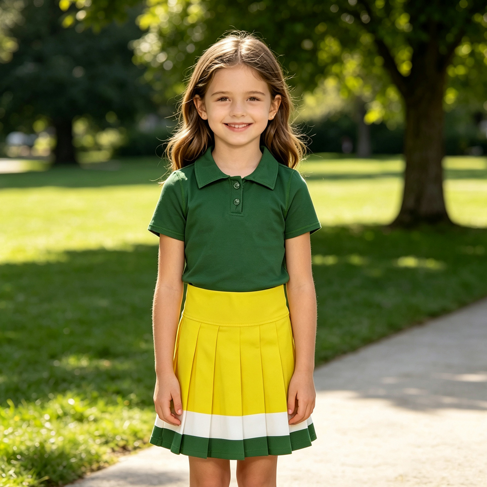 GSD4261 green yellow  print active girl yoga skirt dress