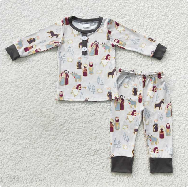 Baby Boys Christmas Nativity Pajamas Clothing Sets