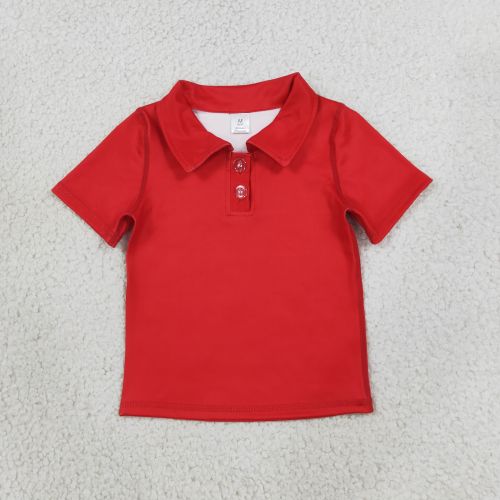 GT1728  RTS Red Solid print short sleeve girl  t-shirt