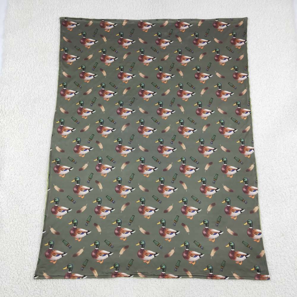 BL0287 green duck bottle print baby blanket