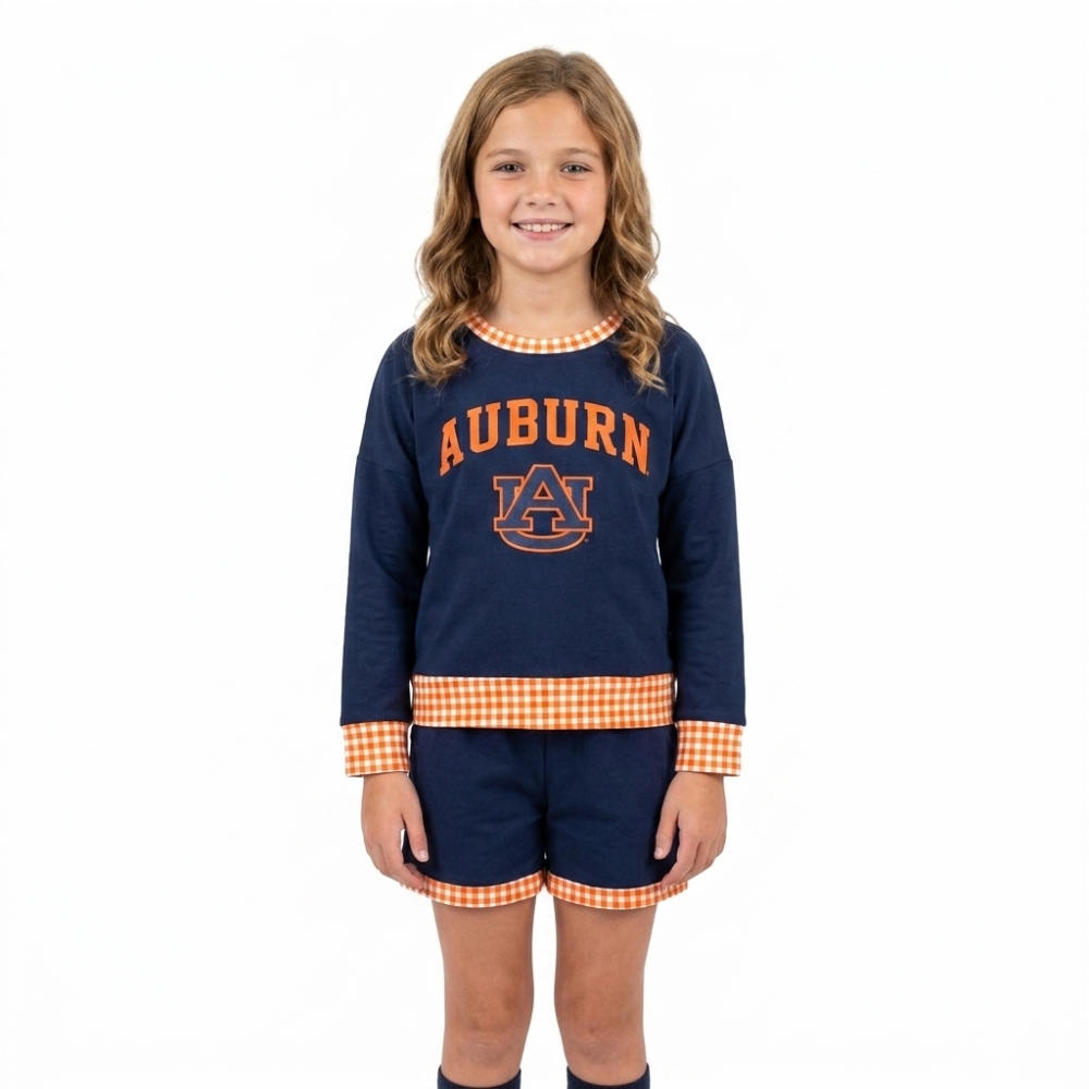 GLS0162  Baby Girls long sleeve Team AU Top Short school Team Clothes Sets