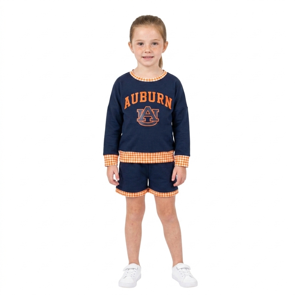 GLS0162  Baby Girls long sleeve Team AU Top Short school Team Clothes Sets