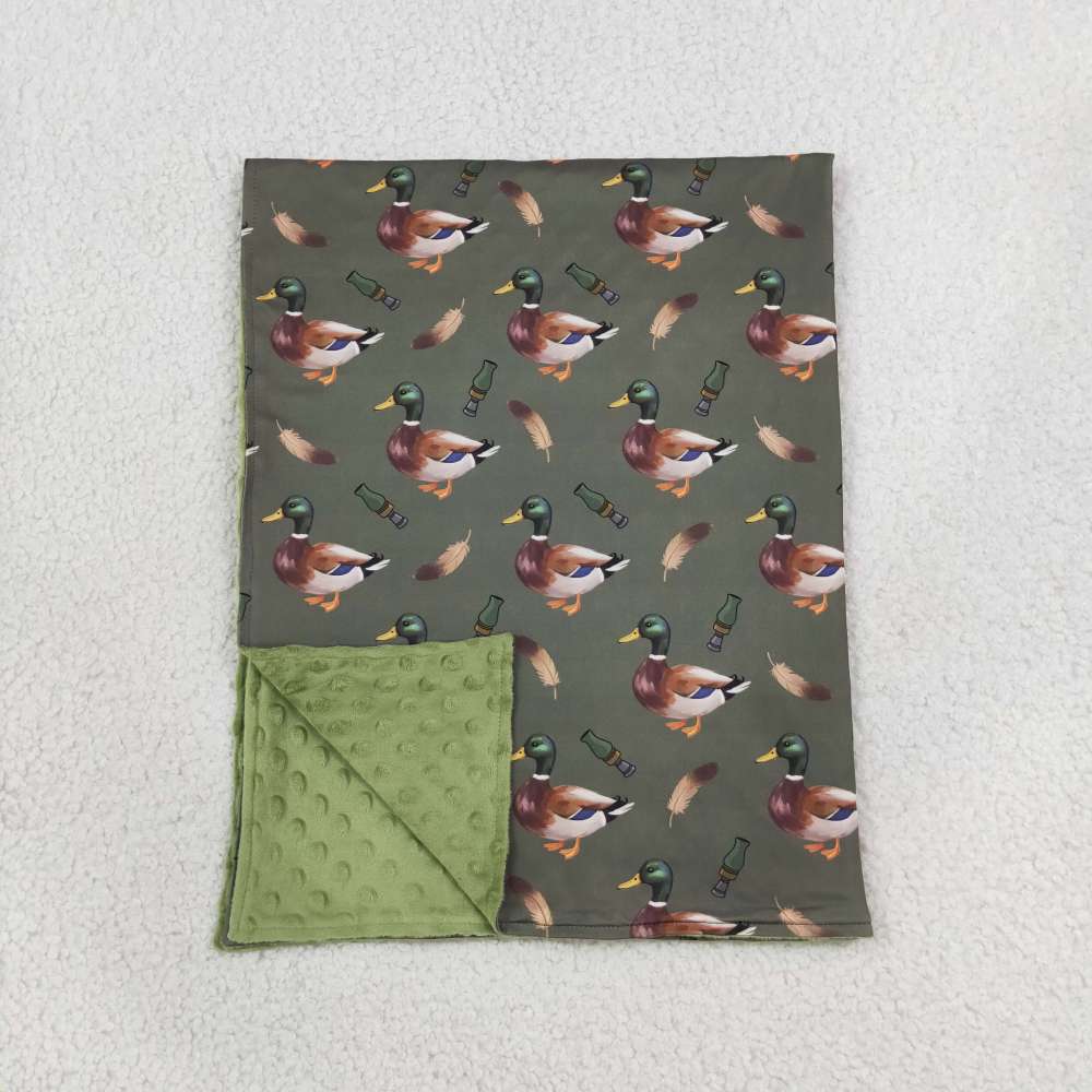 BL0287 green duck bottle print baby blanket