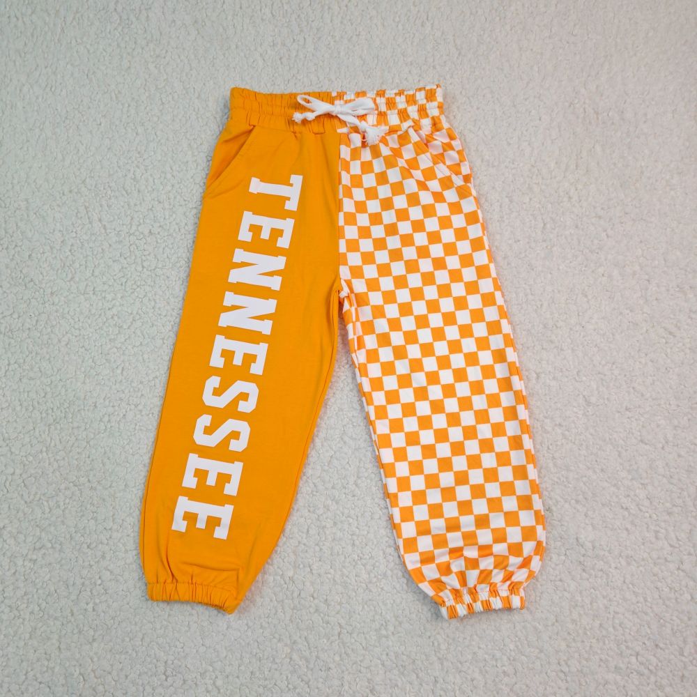P1058 girl Orange plaid TN vinyl trouse team pants