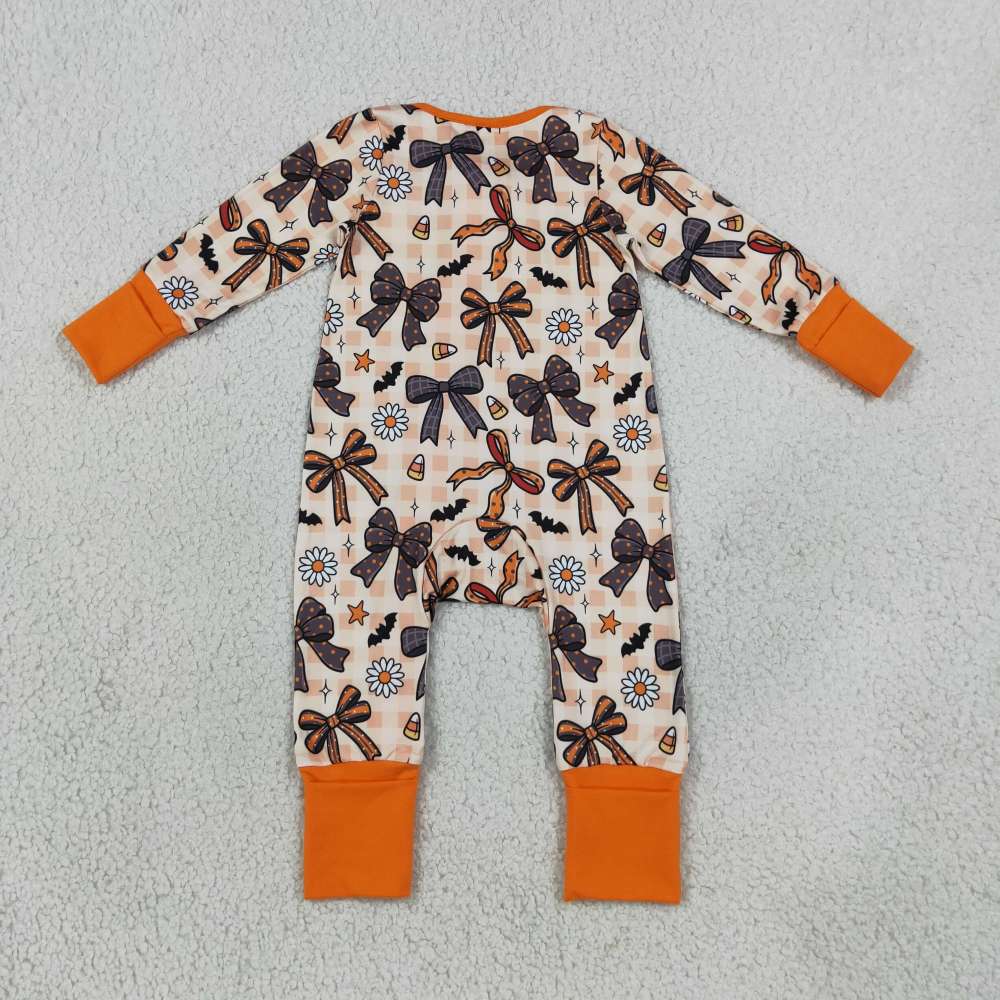 LR3161 Bow Flowers halloween candy Zipper Long-Sleeved  romper