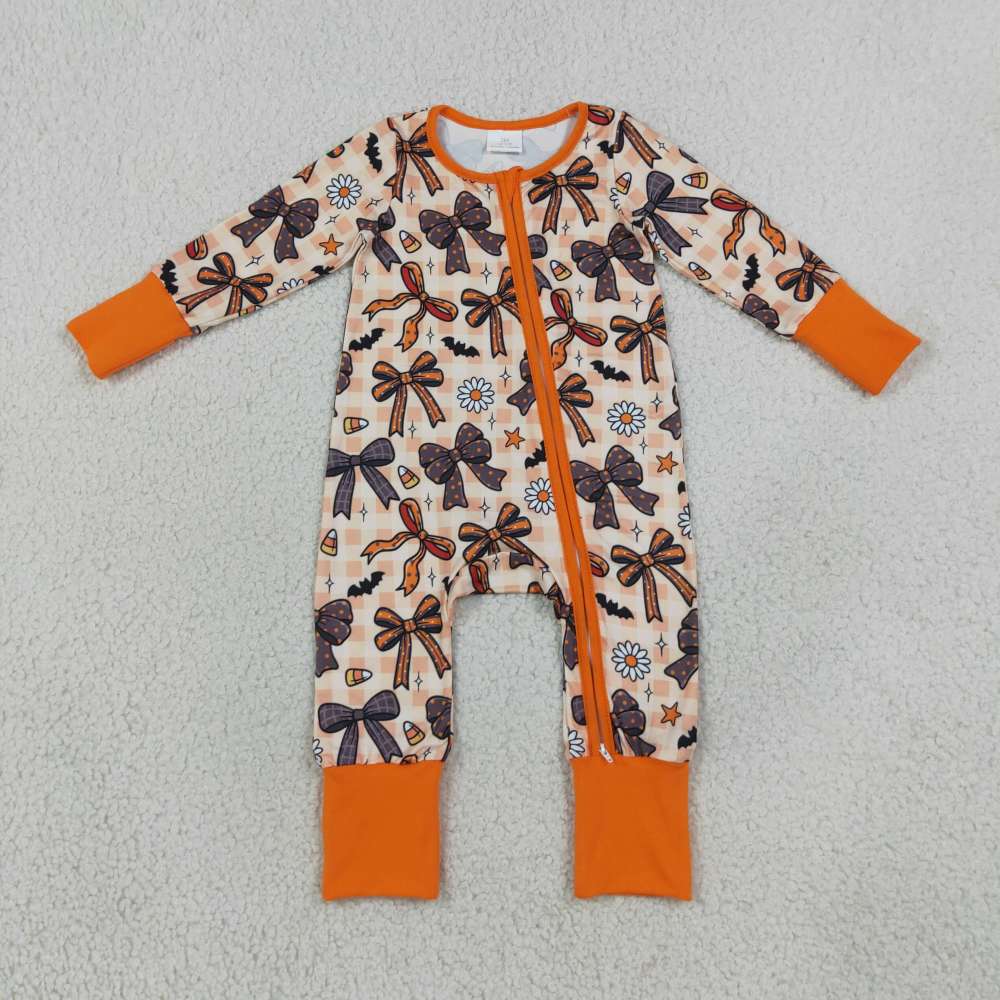LR3161 Bow Flowers halloween candy Zipper Long-Sleeved  romper