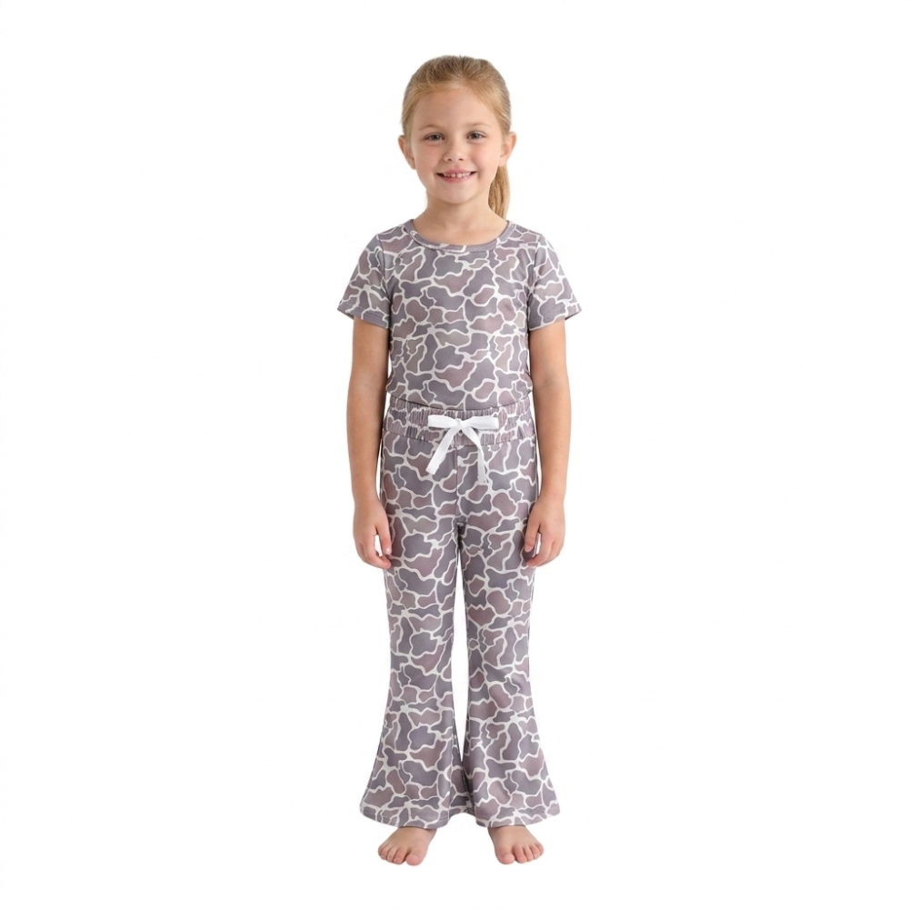 GSPO1889 CAMO Print Short sleeve girl fall outfits