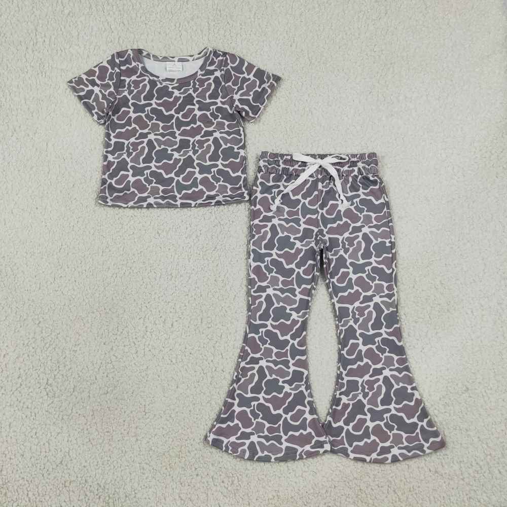 GSPO1889 CAMO Print Short sleeve girl fall outfits