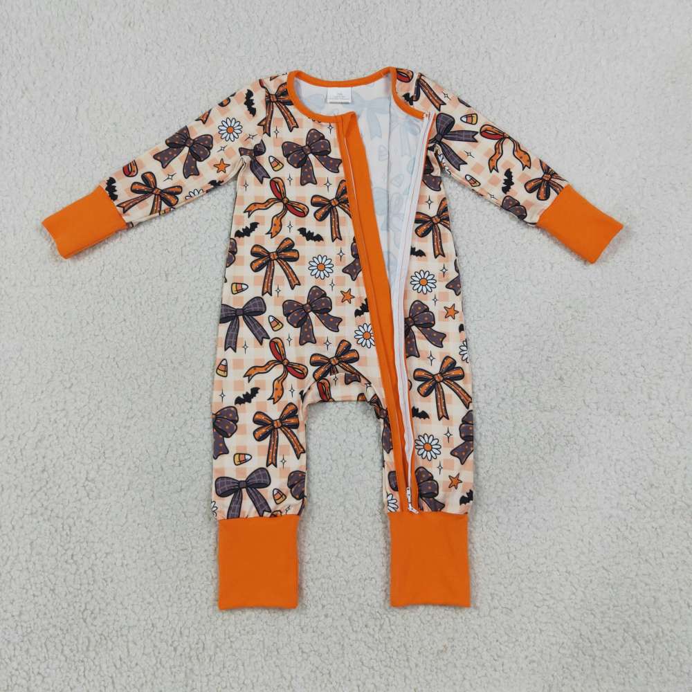 LR3161 Bow Flowers halloween candy Zipper Long-Sleeved  romper