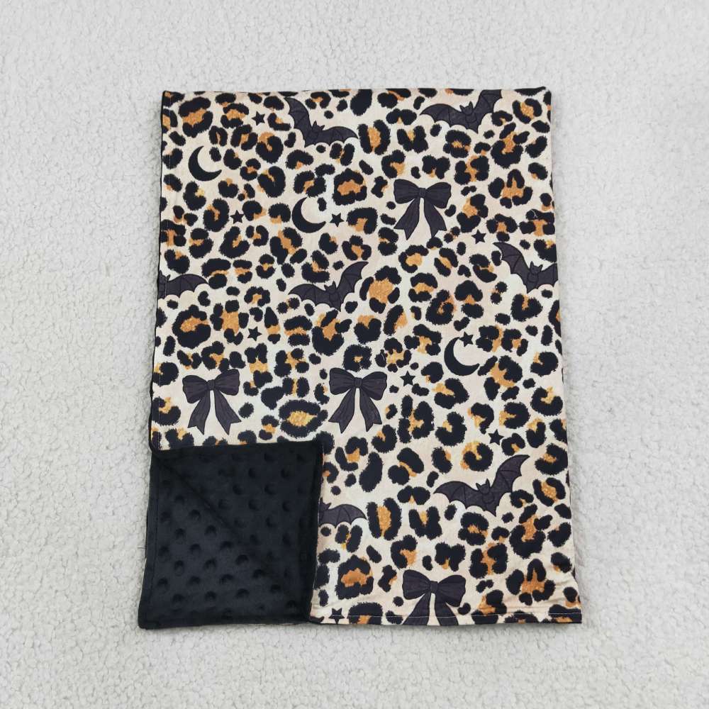 BL0290 Black leopard Halloween bat print baby blanket
