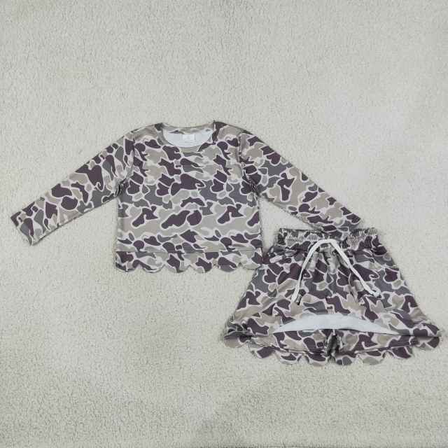 GLD1614  RTS Camo print active girl  scallop skirt dress