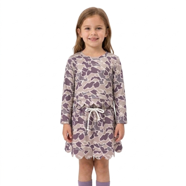 GLD1614  RTS Camo print active girl  scallop skirt dress