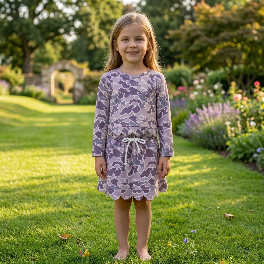 GLD1614  RTS Camo print active girl  scallop skirt dress